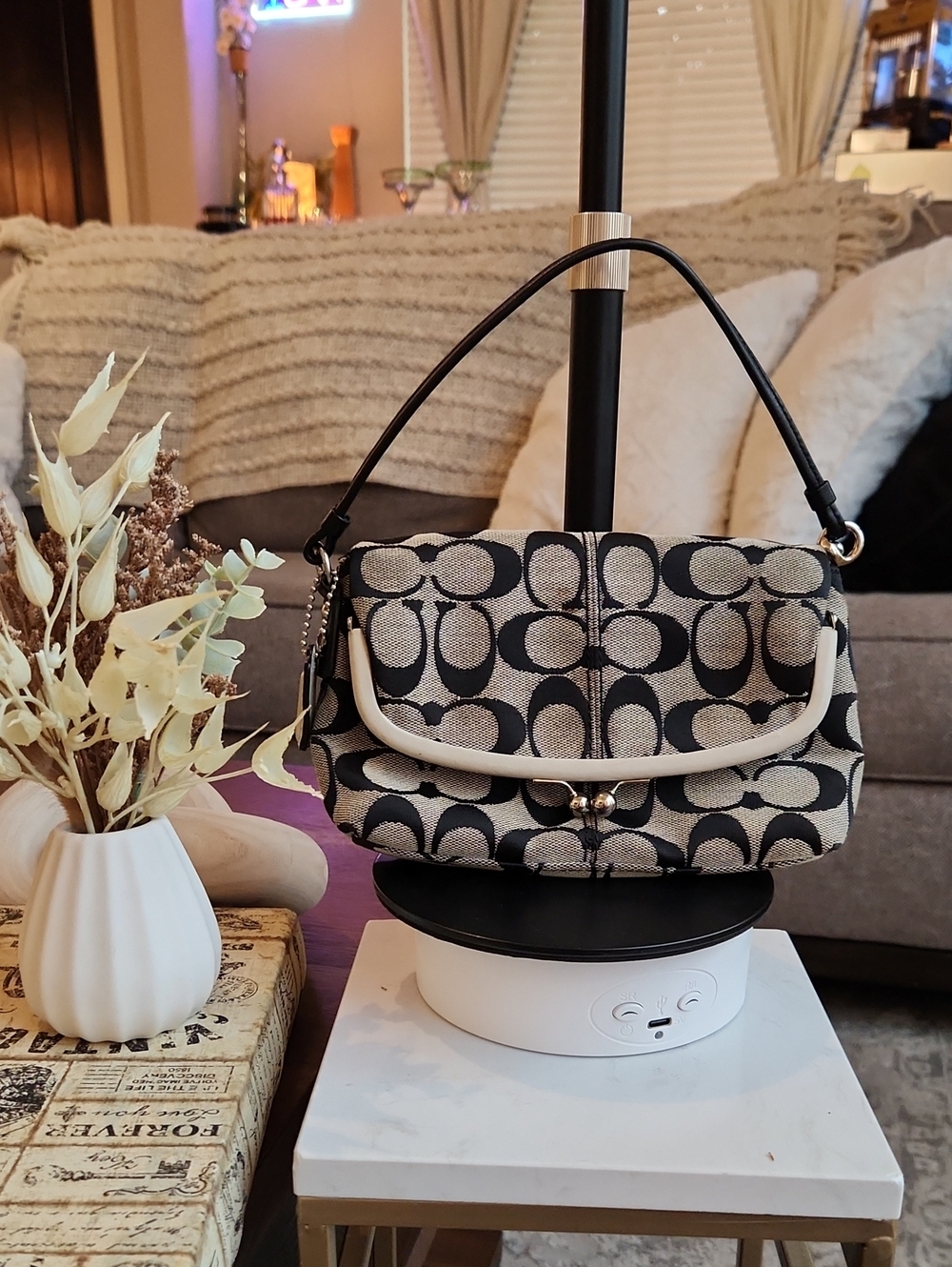 Vintage Y2K Coach Signature Flap Shoulder Bag